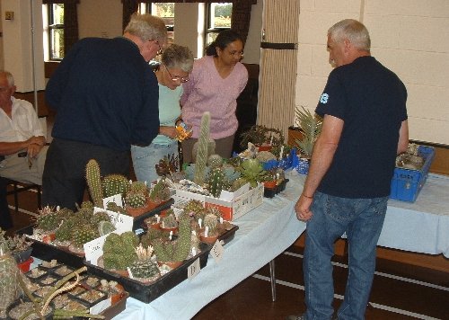 Members examining plants before the bidding commences